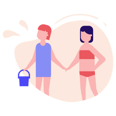 Kids in swimsuit  Illustration