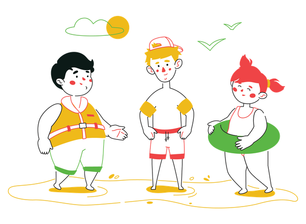 Kids in swimsuits  Illustration