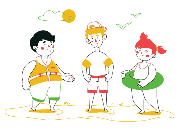 Kids in swimsuits  Illustration