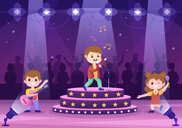 Kids in Talent Show  Illustration