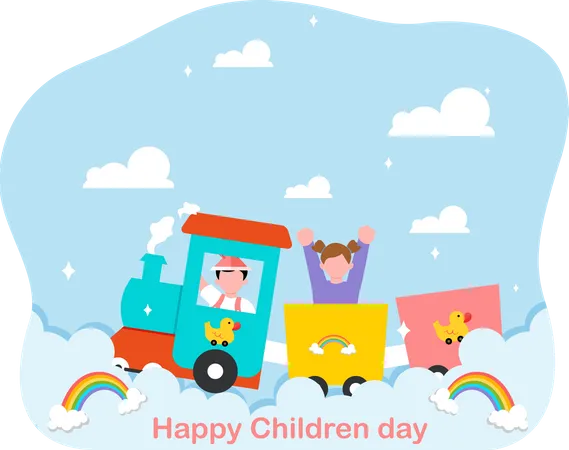 Childrens Day Flat Design Illustration イラスト