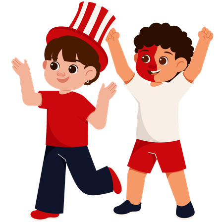 Kids Indonesian Sport Supporters  Illustration