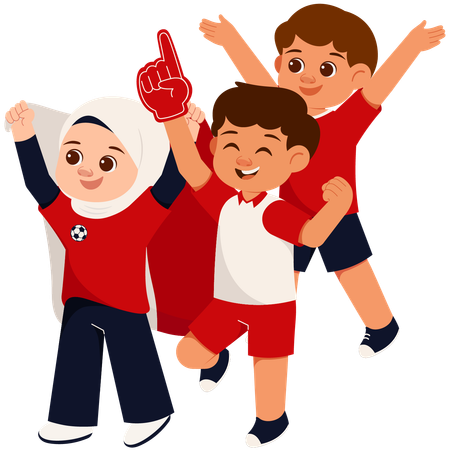 Kids Indonesian Sport Supporters  Illustration