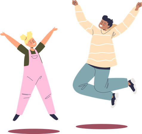 Kids jumping and celebrating joy Illustration
