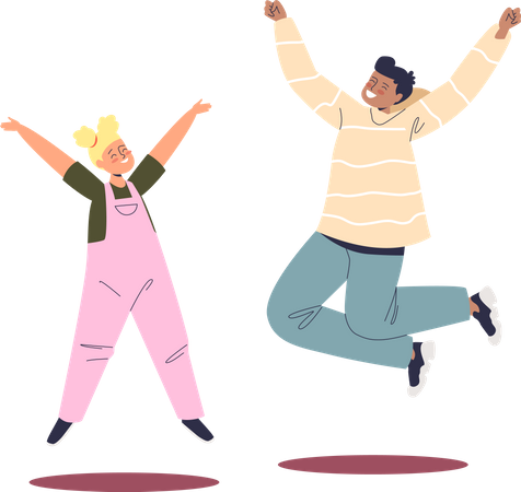 Kids jumping and celebrating joy  Illustration