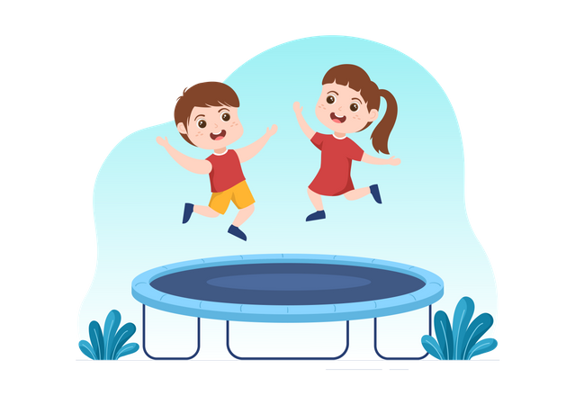 Kids jumping on Trampoline  Illustration