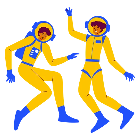 Kids learn to float in space  Illustration