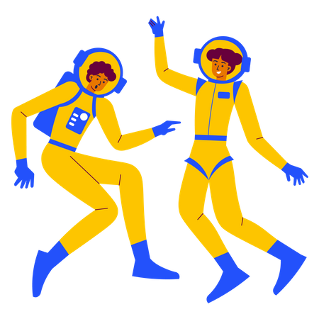 Kids learn to float in space  Illustration