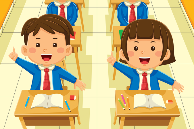 Kids learning in class  Illustration