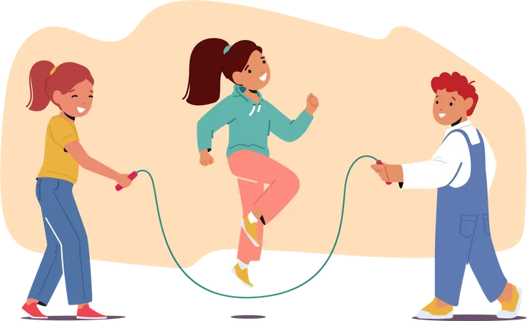 Kids Love Jumping Rope  Illustration