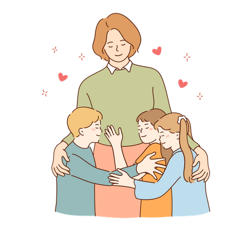 Kids love their mother  Illustration