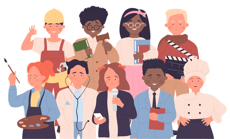 Kids of different professions  イラスト