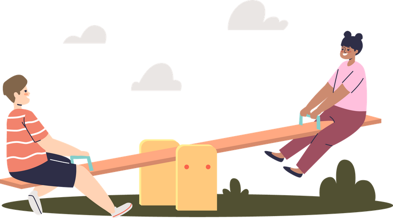 Kids on seesaw  Illustration