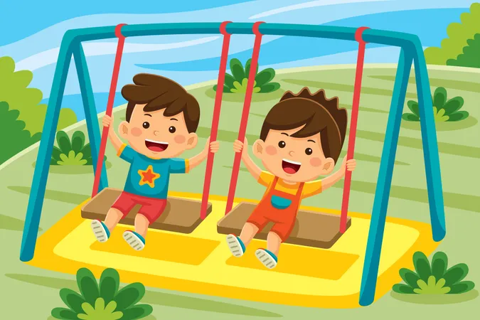 Kids on swing  Illustration