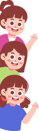 Kids Peeking from behind  Illustration