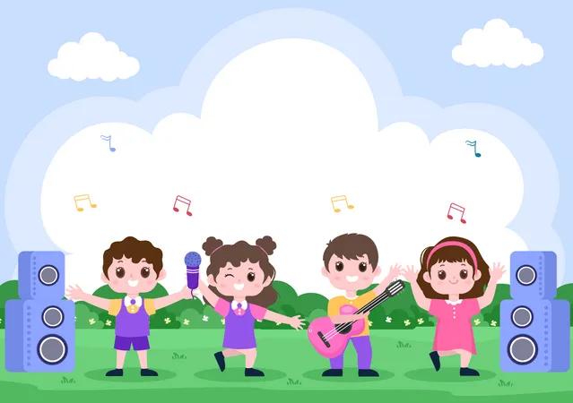 Kids performing in music festival  Illustration