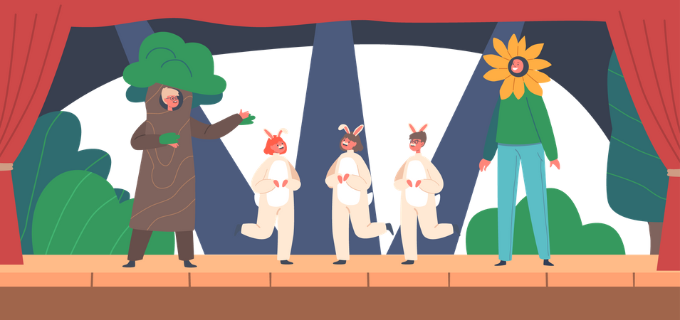 Kids performing in School  Illustration