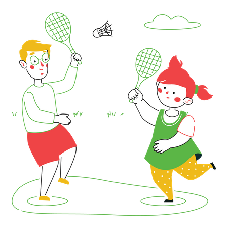 Kids playing badminton  Illustration