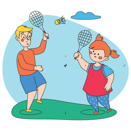 Kids playing badminton  Illustration
