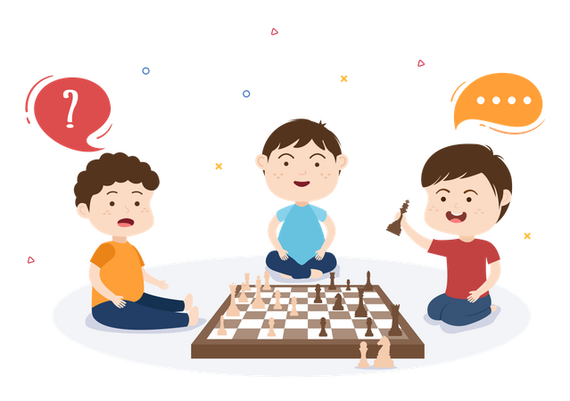 Kids playing chess Illustration