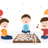 illustrations of kid playing chess