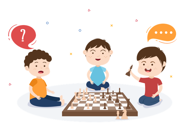 Kids playing chess  Illustration