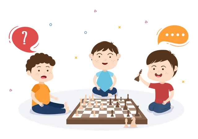 Kids playing chess  Illustration