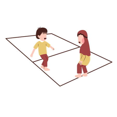 足遊びをする子供たち  イラスト