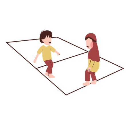 Kids playing foot game  Illustration