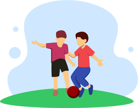 Kids playing football Illustration