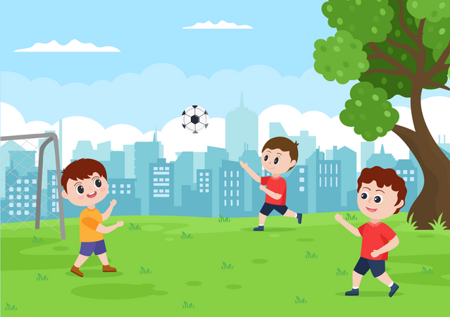 Kids playing football  Illustration