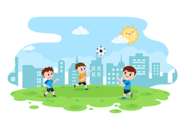 Kids playing football  Illustration