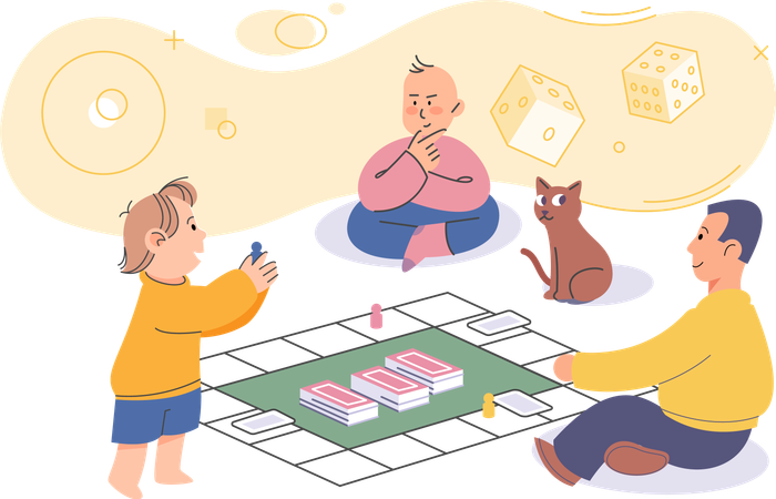 Kids playing game at home  Illustration