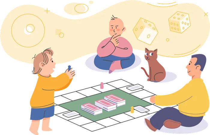 Kids playing game at home  Illustration