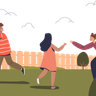 illustrations of playing in the backyard