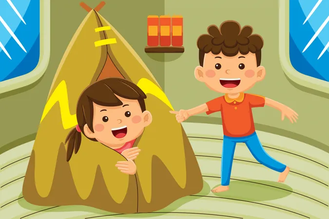 Kids playing hide and seek  Illustration