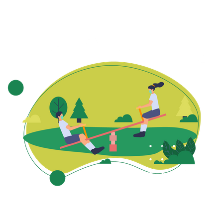 Kids playing in garden  Illustration