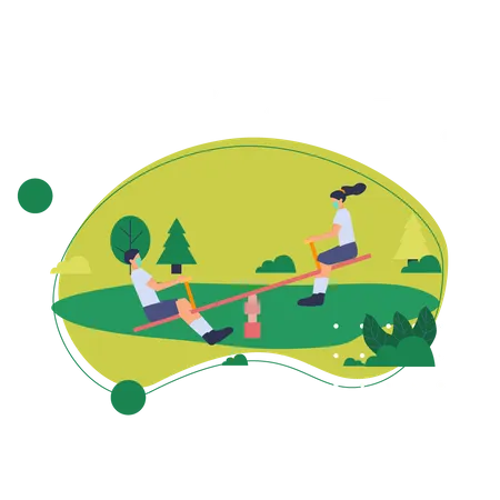 Kids playing in garden  Illustration