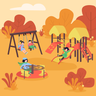 illustrations of kids playing in park