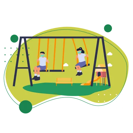 Kids playing in park Illustration