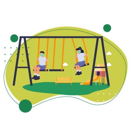 Kids playing in park  Illustration