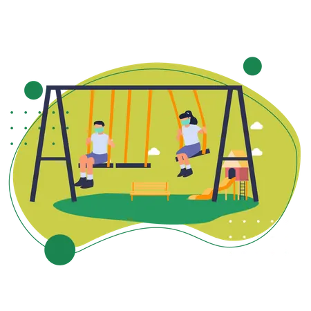 Kids playing in park  Illustration