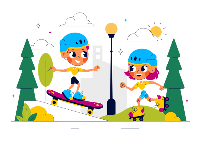 Kids playing in park  Illustration