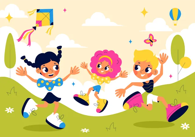 Kids playing in park  Illustration
