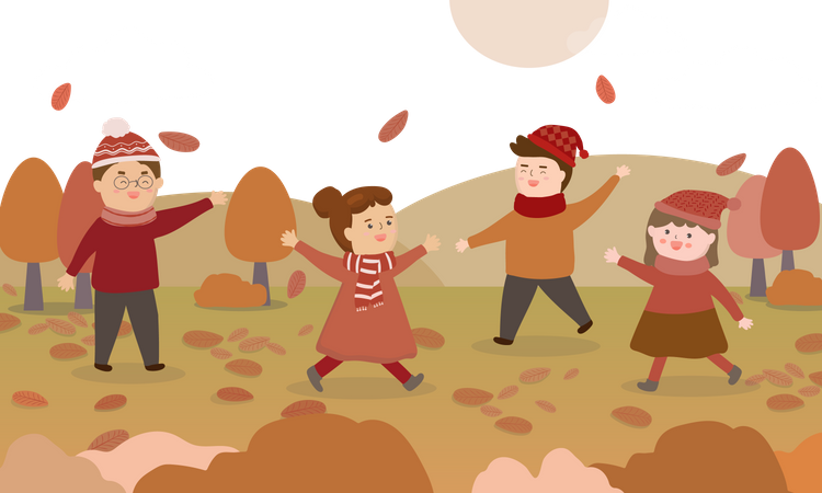 Kids playing in park  イラスト
