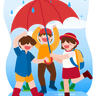kids playing in rain