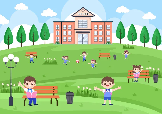 Kids playing in school  Illustration