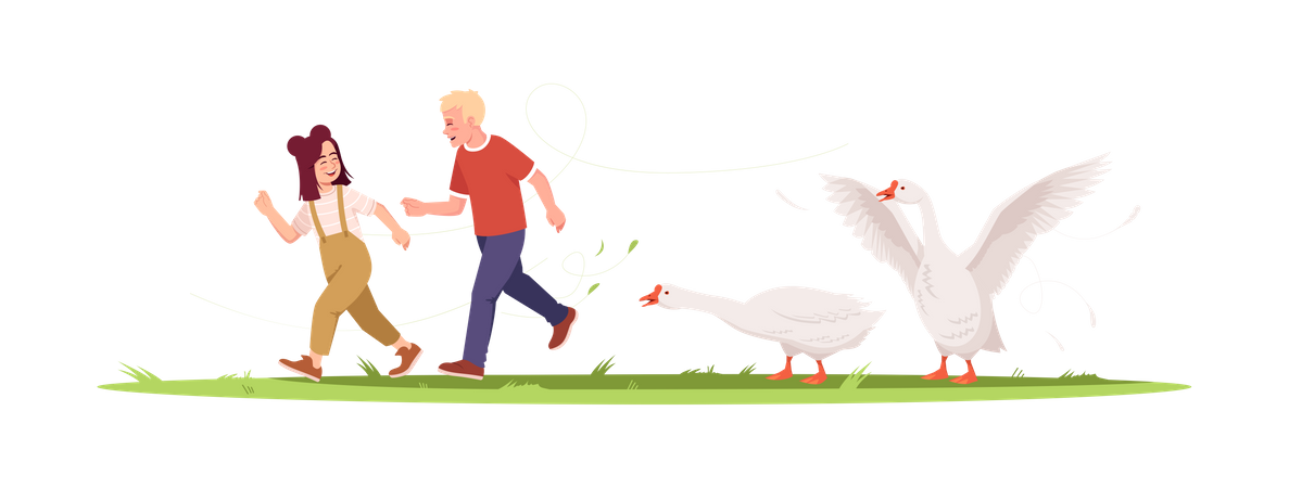Kids Playing In The Park  Illustration