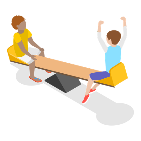 Kids playing on seesaw  Illustration