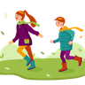 kids playing park in autumn illustration svg